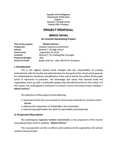 Bingo Project Proposal .